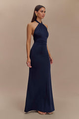 Elyna Slinky Halter Maxi Dress - Navy