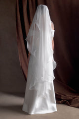 Asteria Draped Chiffon Veil - Ivory