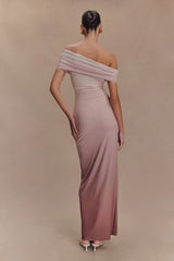 Cassandra Off Shoulder Slinky Maxi Dress - Neutral Ombre
