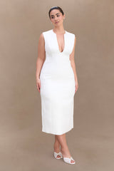 Audrine Suiting Sleeveless Midi Dress - Ivory