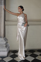 Calliope One Shoulder Maxi Dress - Blush Gold