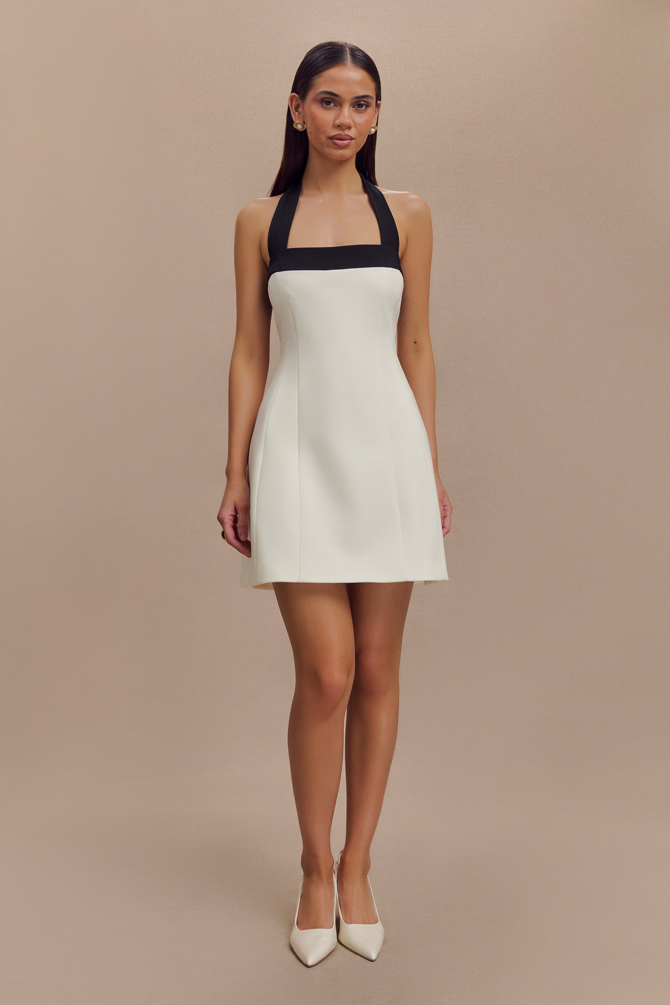 Cara Contrast Suiting Mini Dress - Black/White