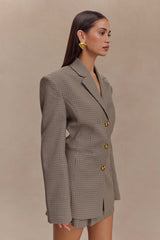 Mila Shaped Blazer - Tan Check