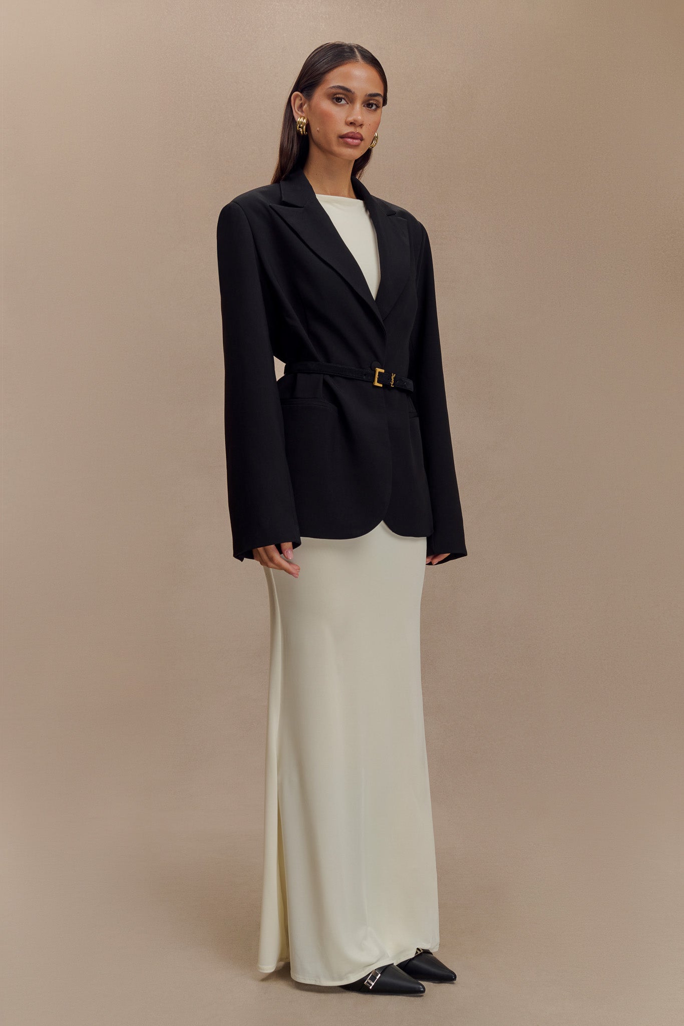 Bexley Oversized Blazer With Shoulder Pads - Black