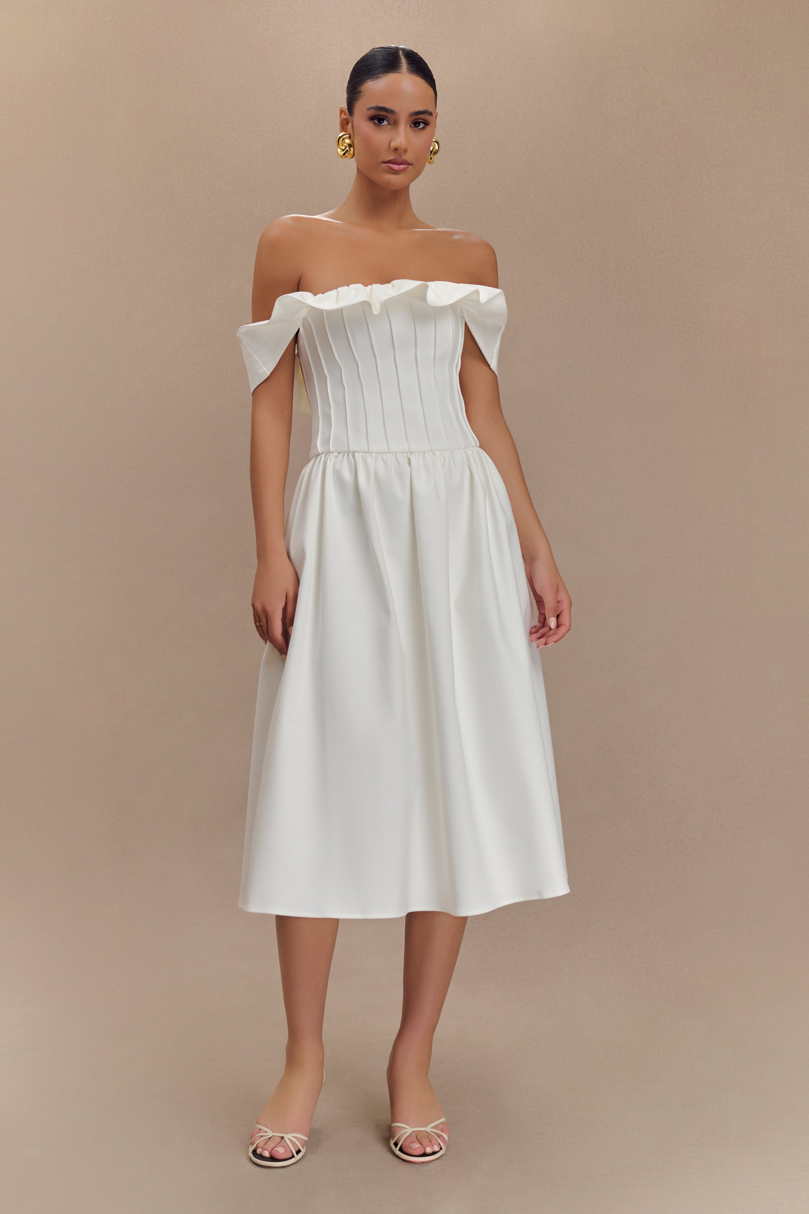 Orla Strapless Cotton Midi Dress - White