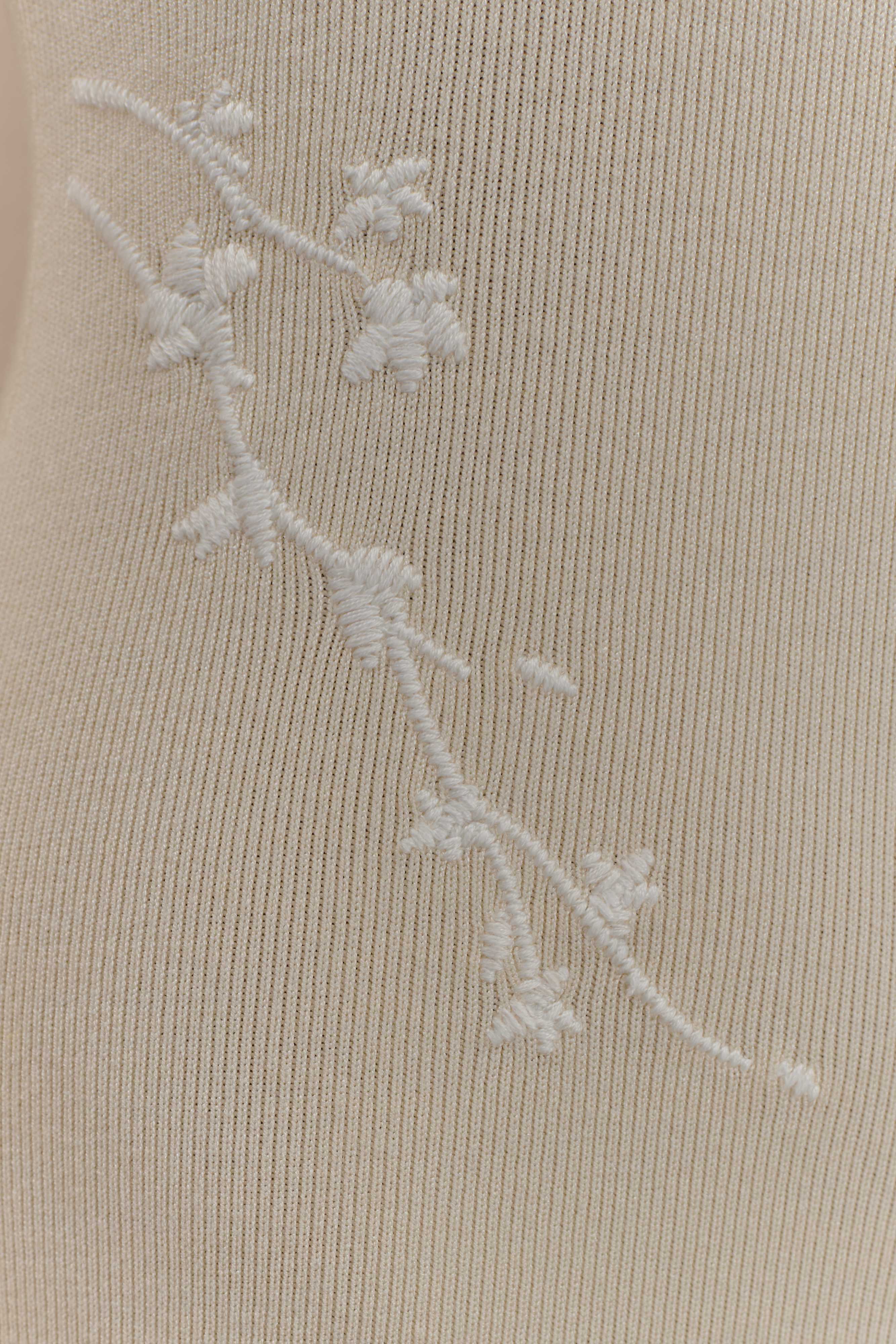 Mckenna Embroidered Knit Midi Dress - Cream And Ivory