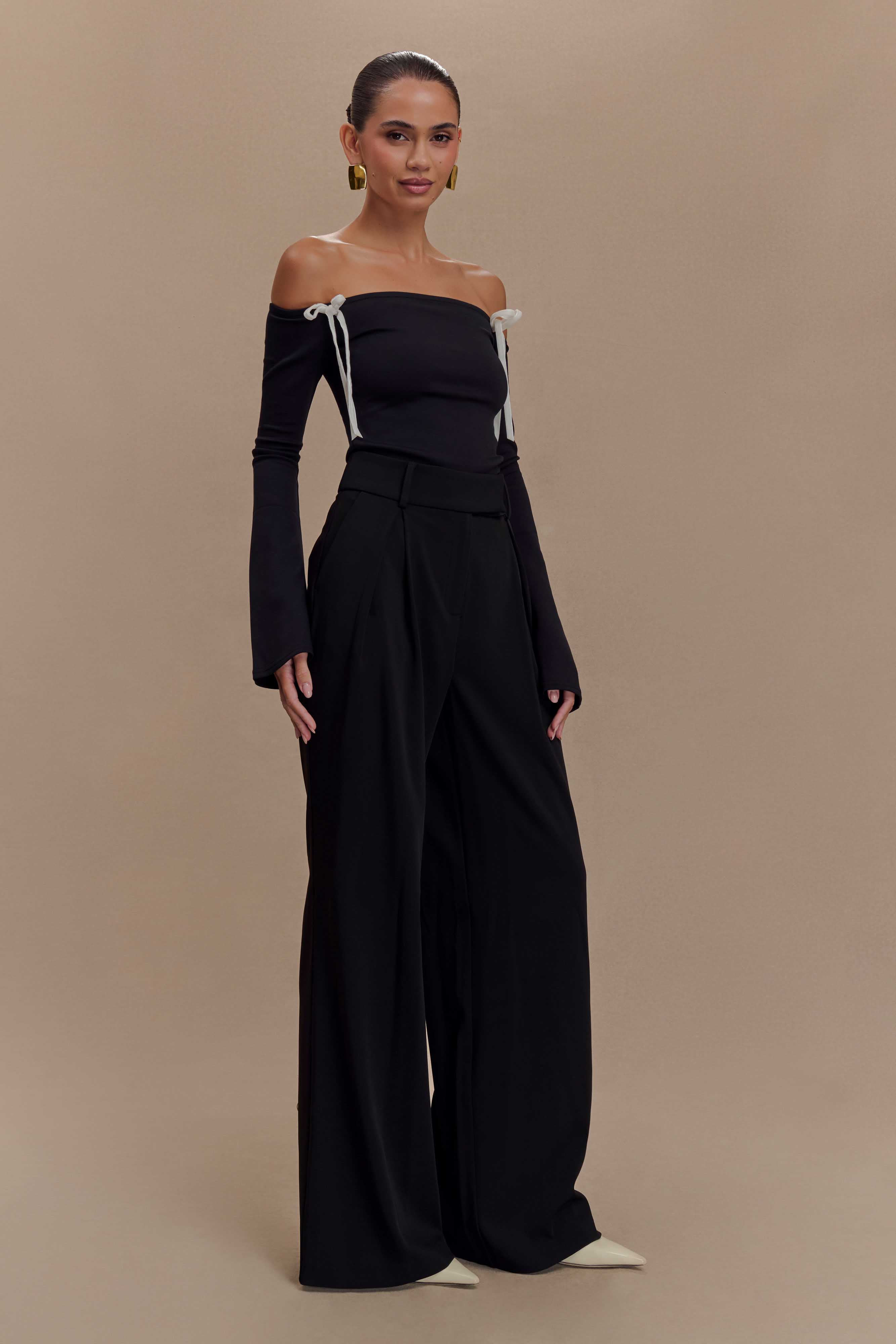 Marlene Scuba Jersey Contrast Top - Black/White