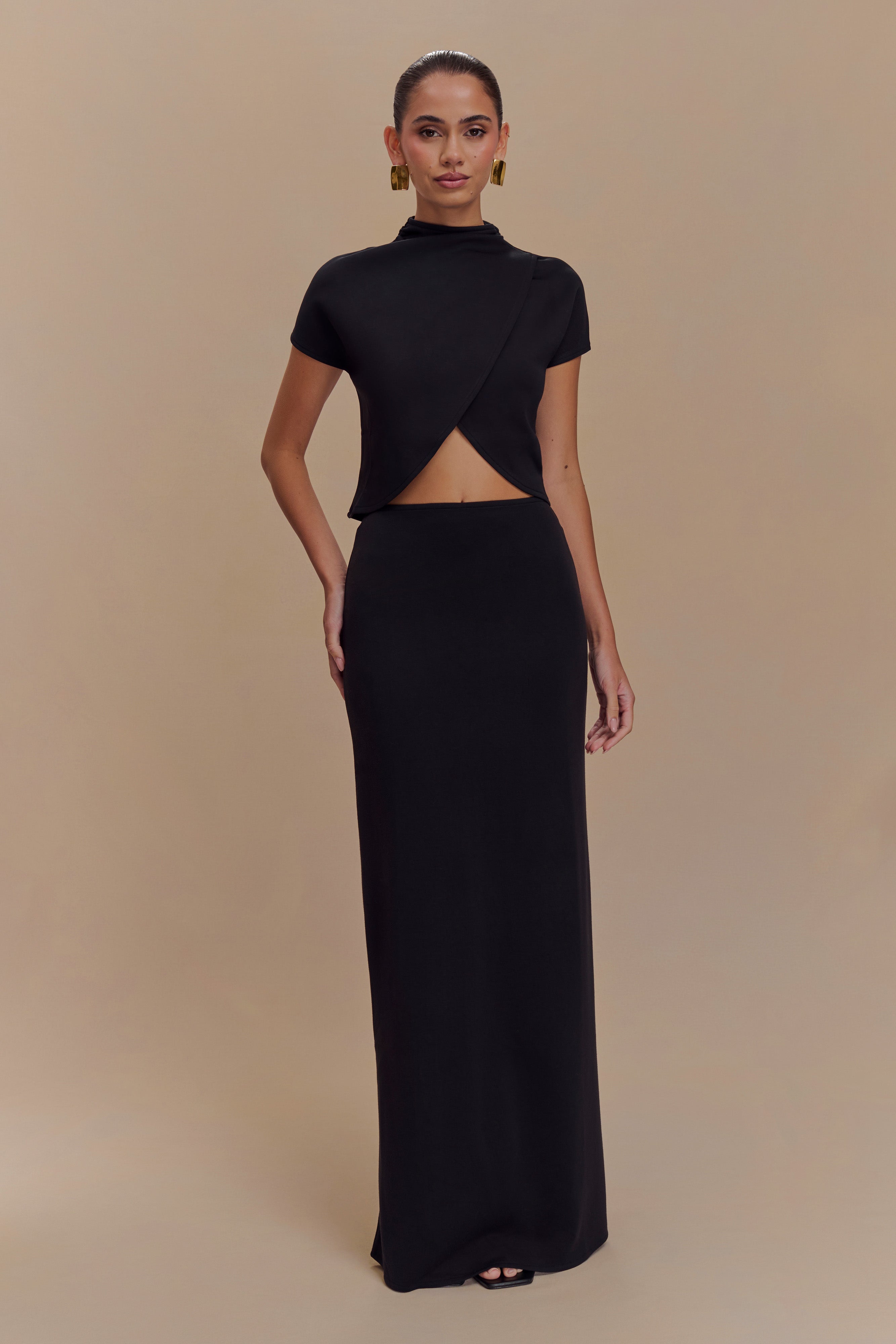 Eris Scuba Jersey Maxi Skirt - Black