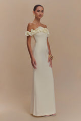 Nova Ruffle Off Shoulder Maxi Dress - Ivory