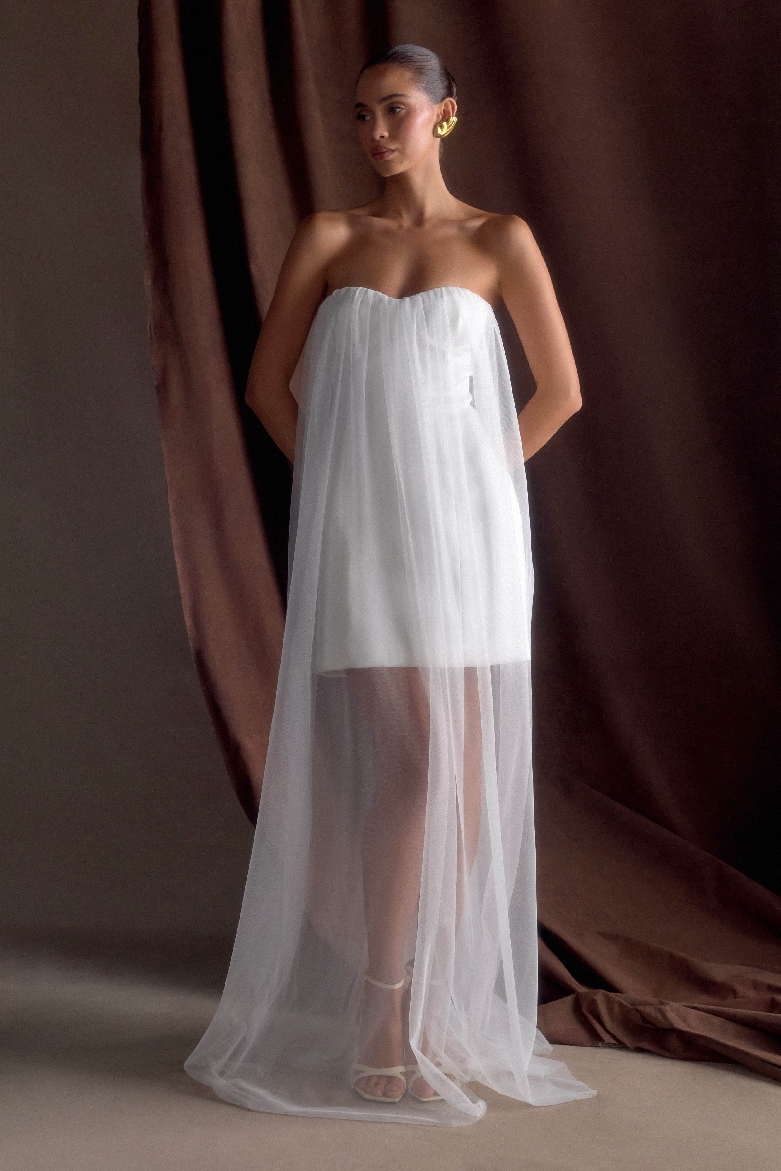 Bettany Chiffon Strapless Maxi Dress - White