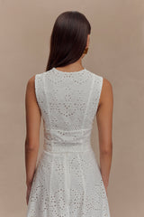 Arla Sleeveless Broderie Top - White
