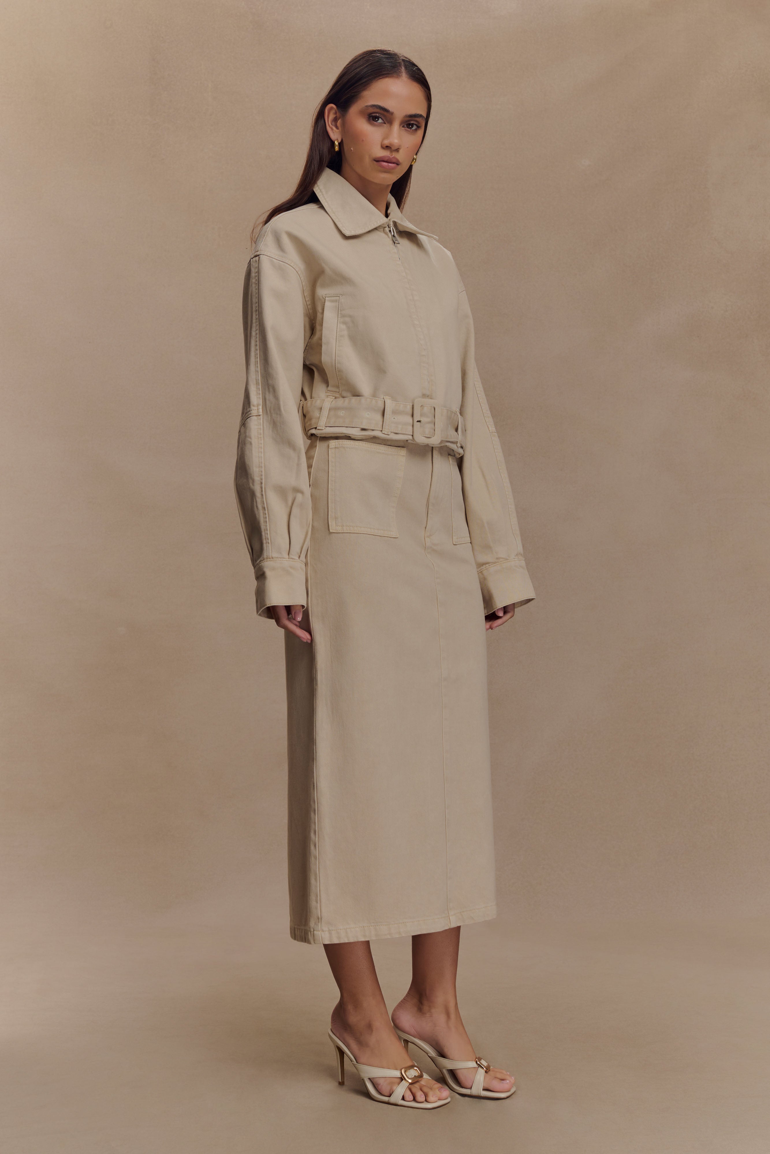 Fallon Denim Midi Skirt - Stone Wash