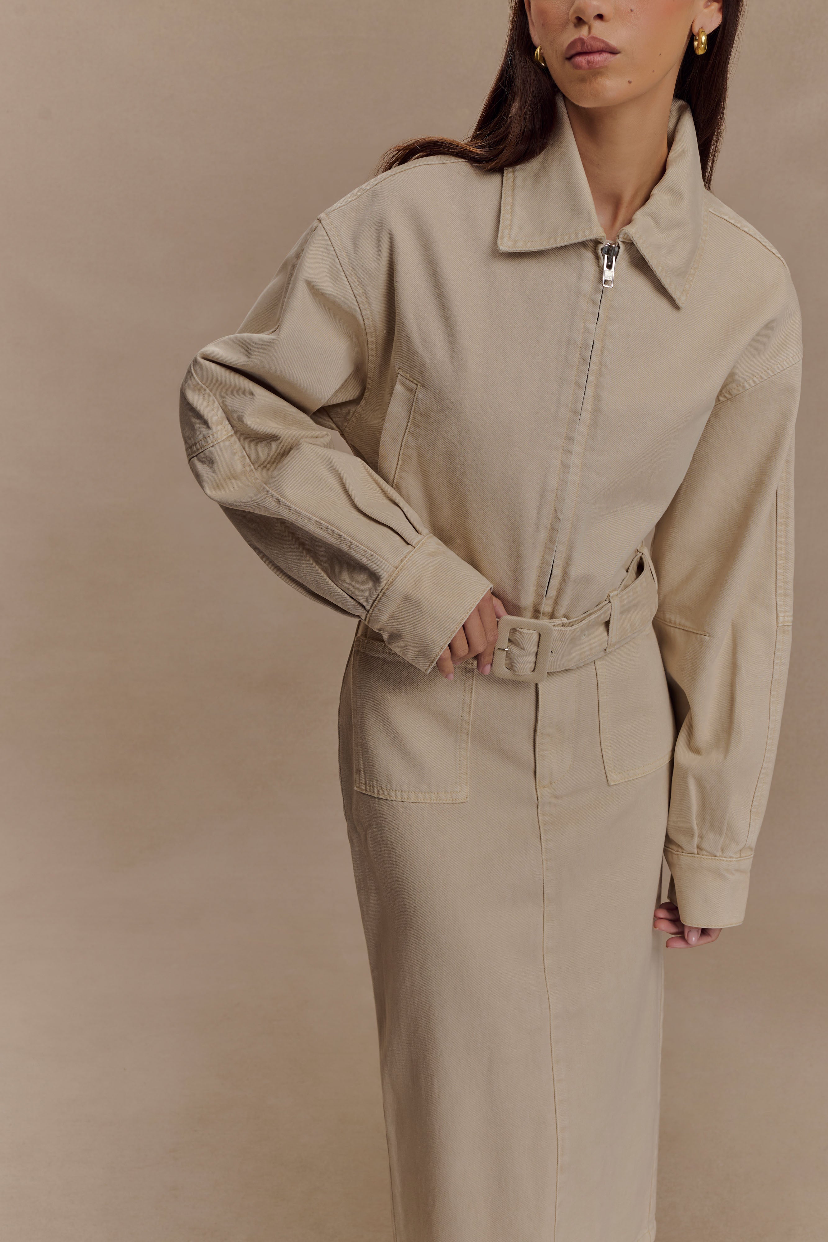 Fallon Cropped Denim Jacket - Stone Wash