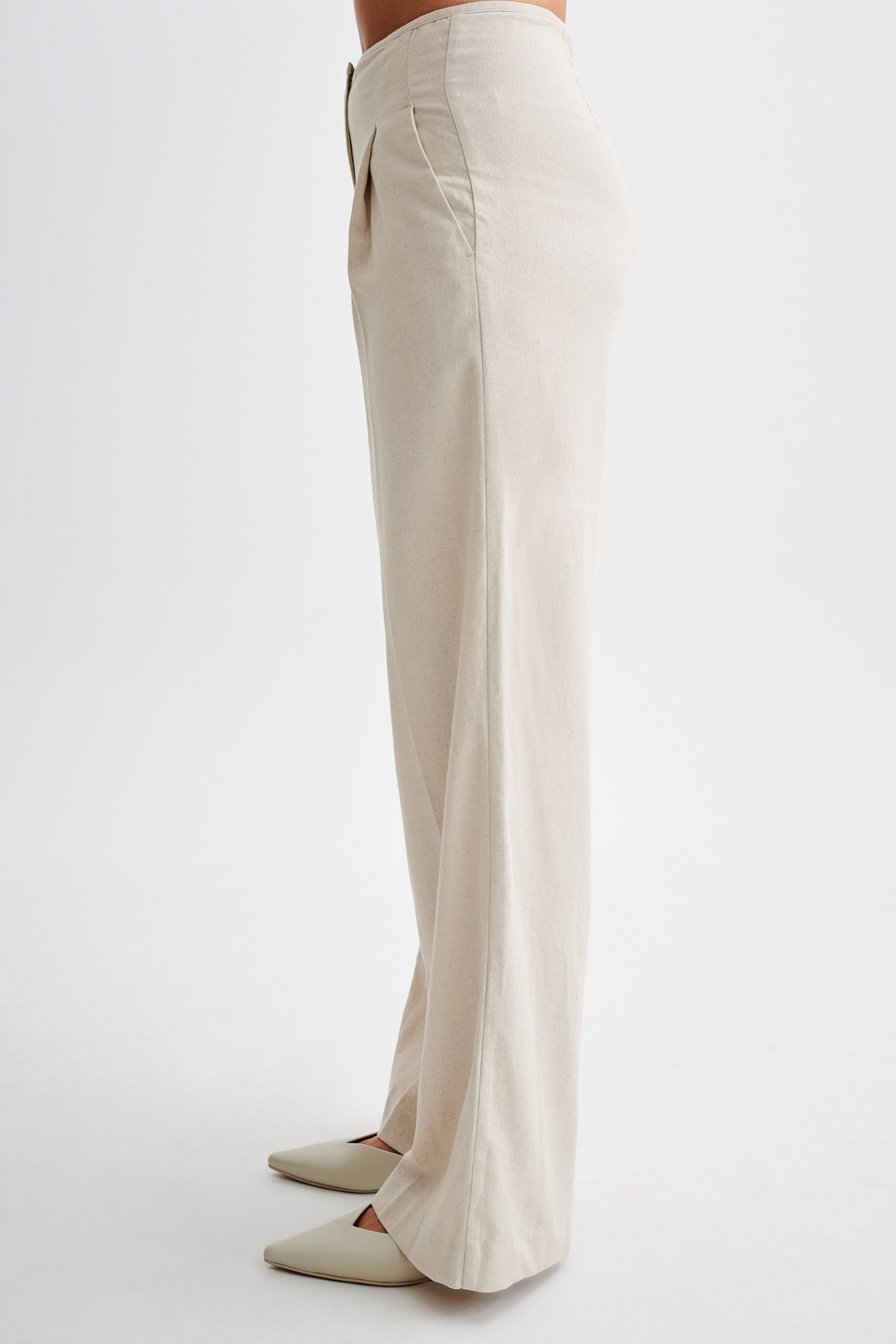 Adrina Straight Leg Linen Pant - Natural