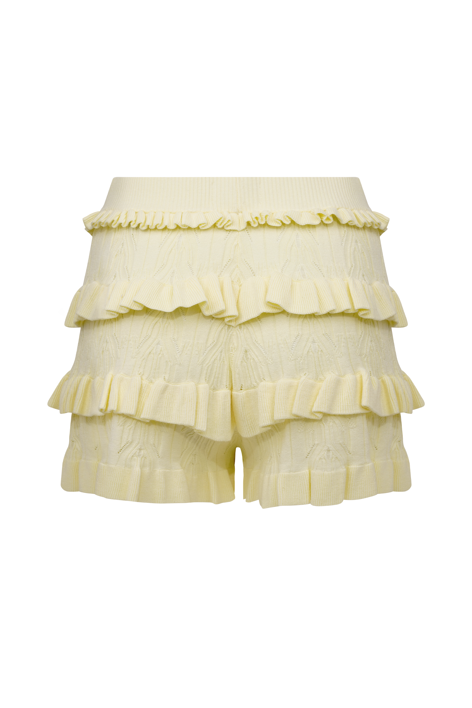 Amy Pointelle Knit Frill Bloomers - Lemon