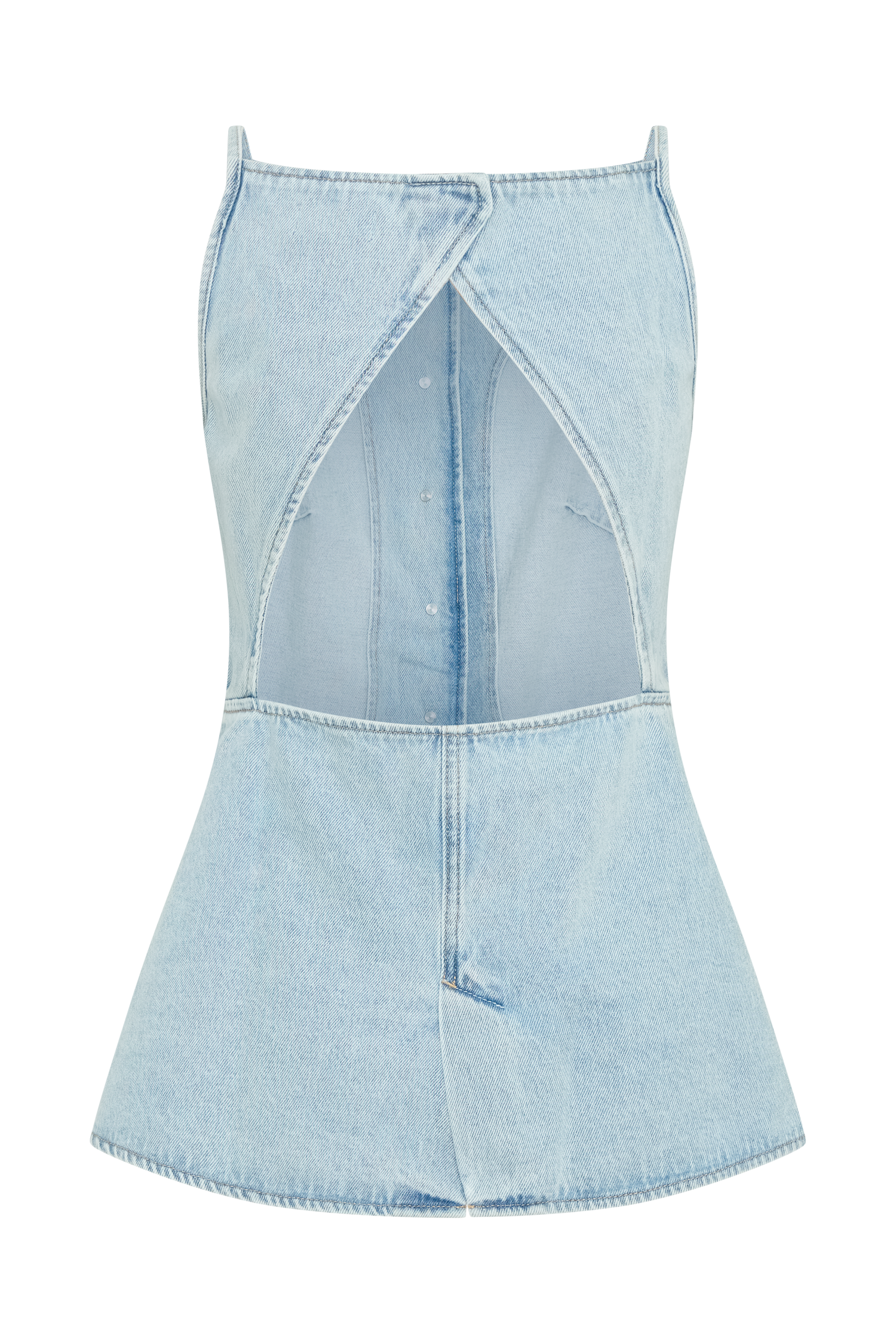 Ashton Sleeveless Button Denim Top - Light Blue