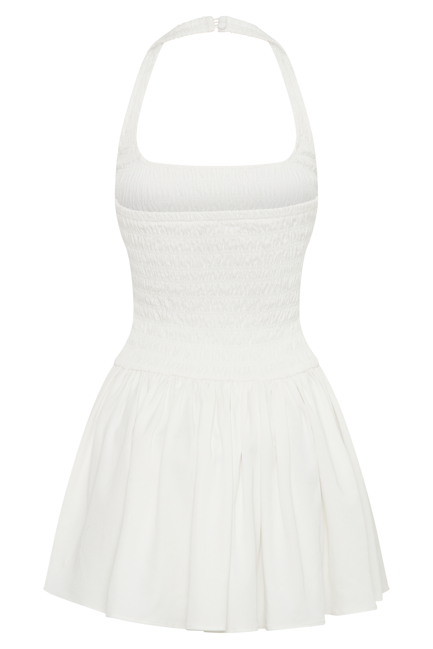 Shelley Cotton Shirred Halter Mini Dress - White