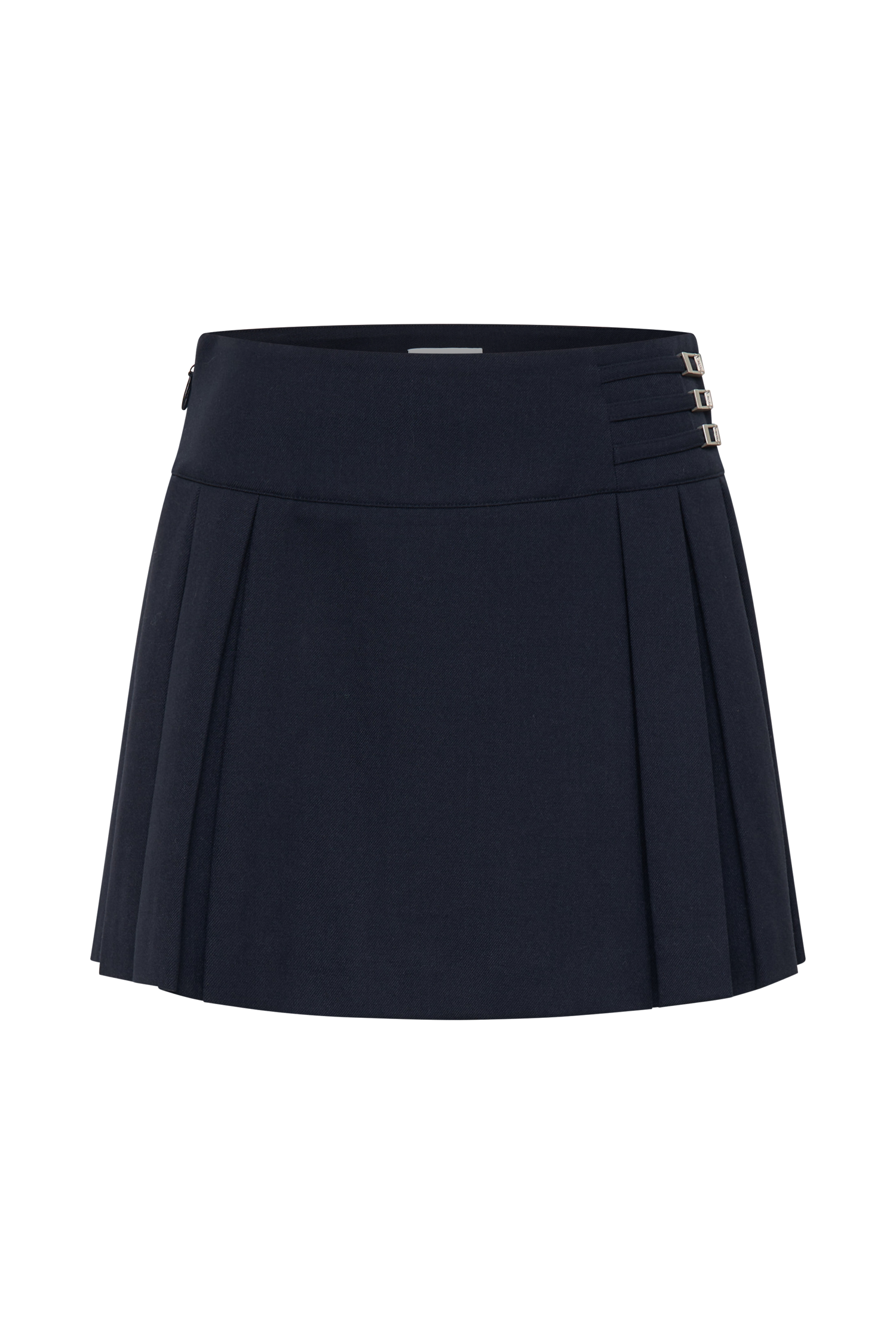 Angie Pleated Buckle Mini Skirt - Dark Navy