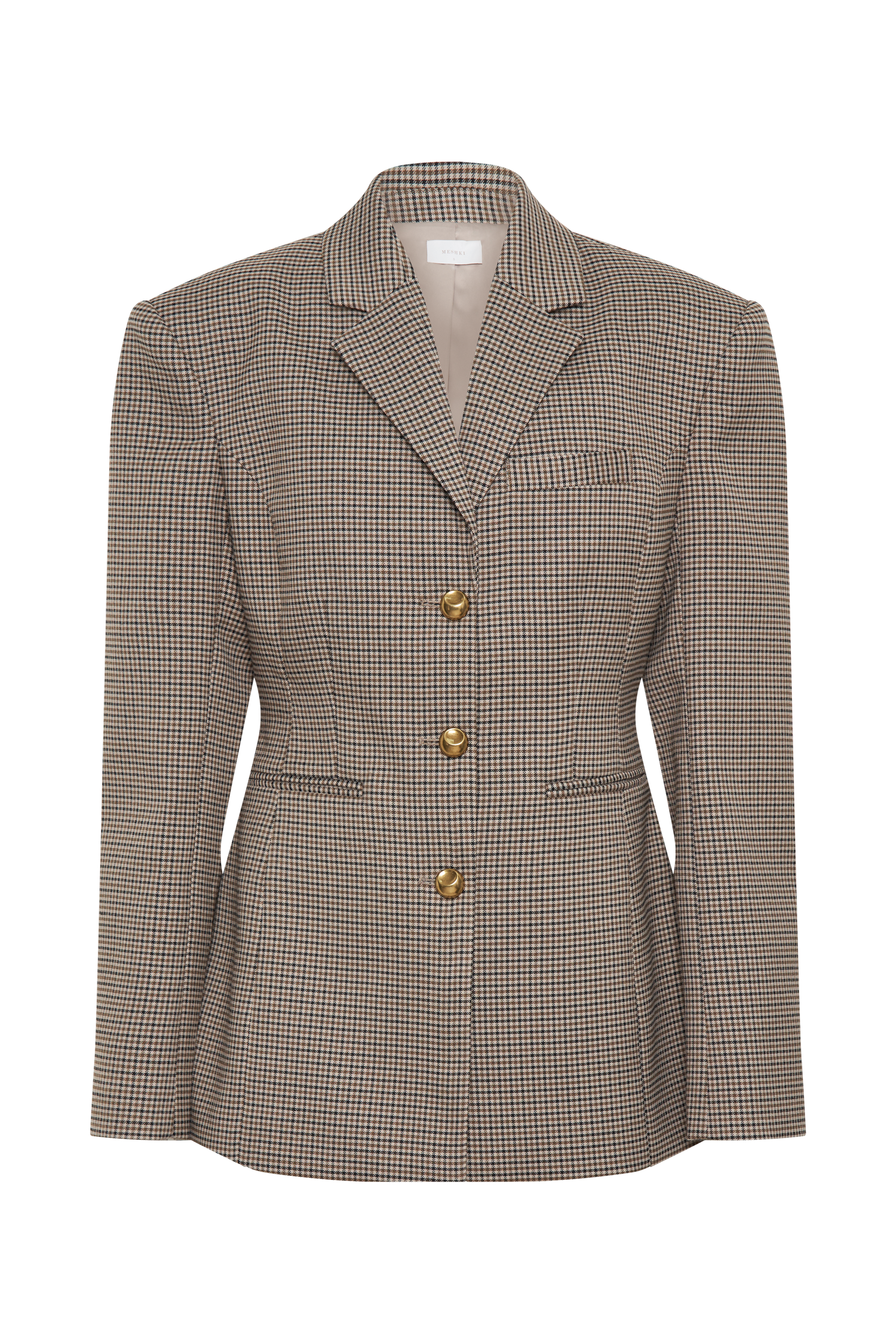 Mila Shaped Blazer - Tan Check