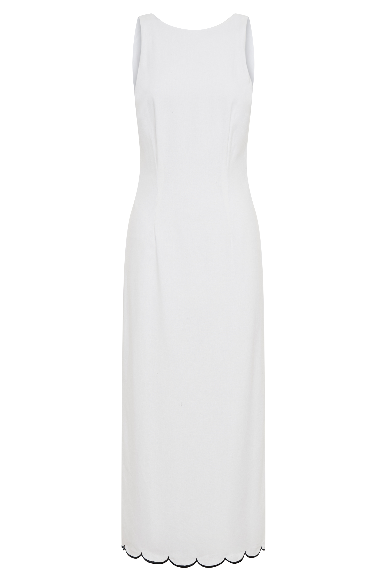 Sofiane Scalloped Linen Midi Dress - Ivory