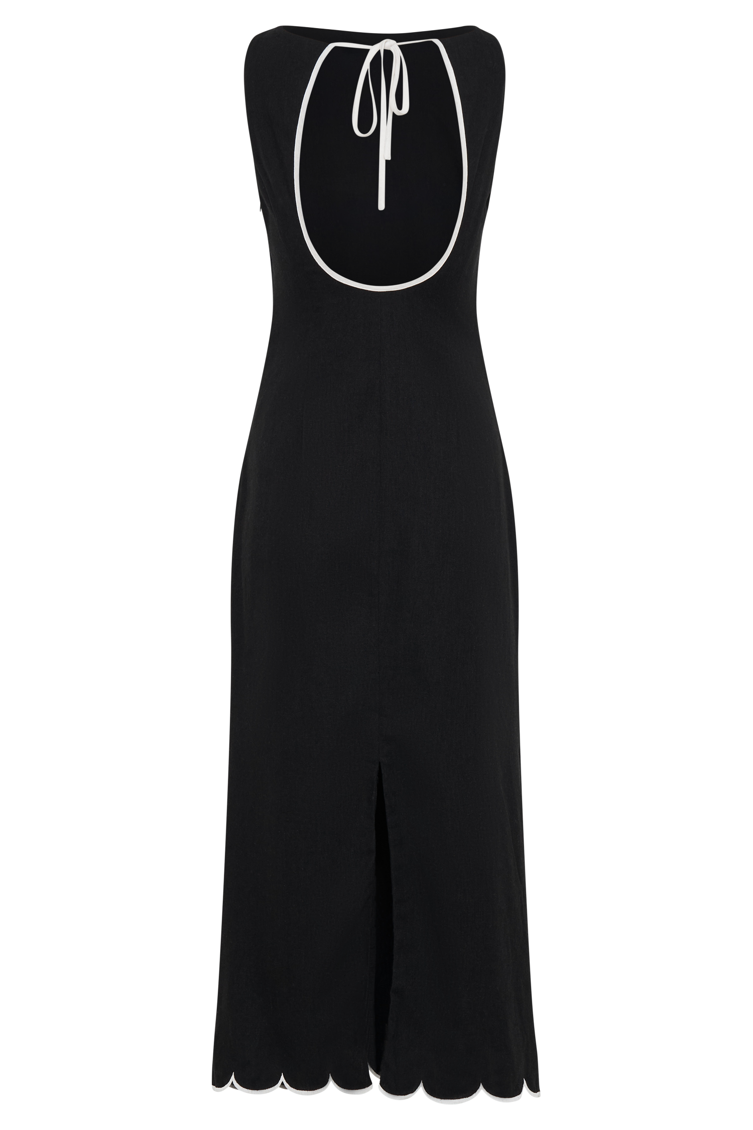 Sofiane Scalloped Linen Midi Dress - Black