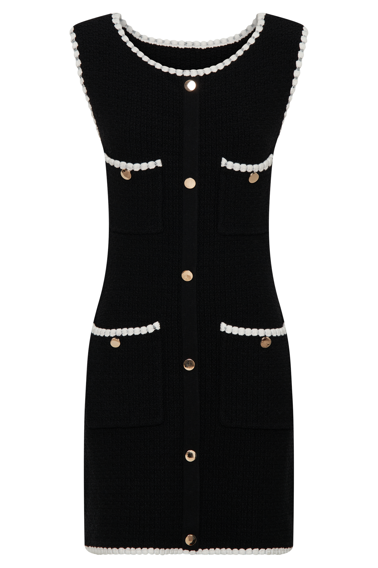 Mia Contrast Knit Mini Dress - Black/White