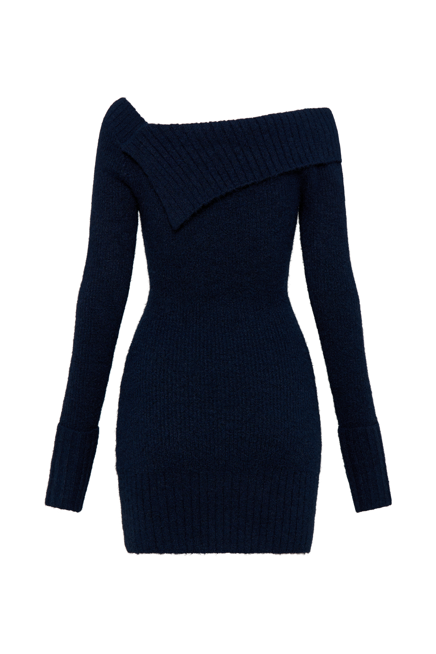 Stephanie Asymmetric Knit Mini Dress - Dark Navy