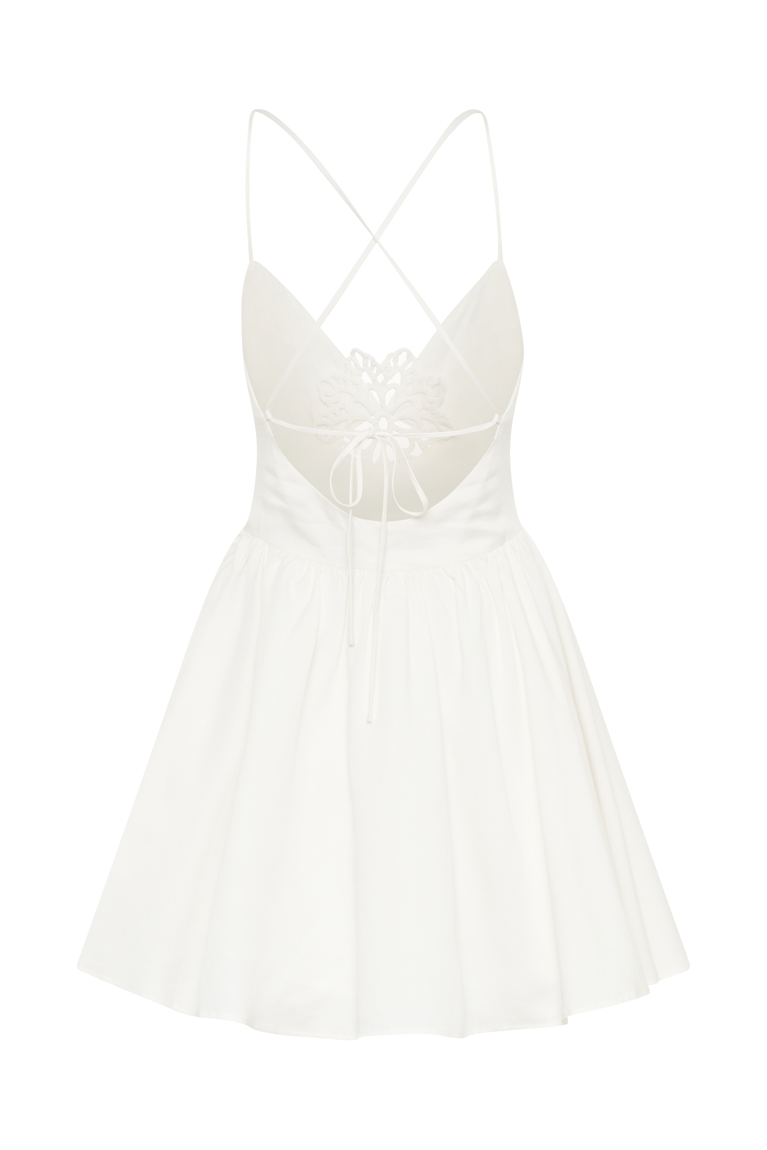 Muriel Cotton Mini Dress With Crochet - White