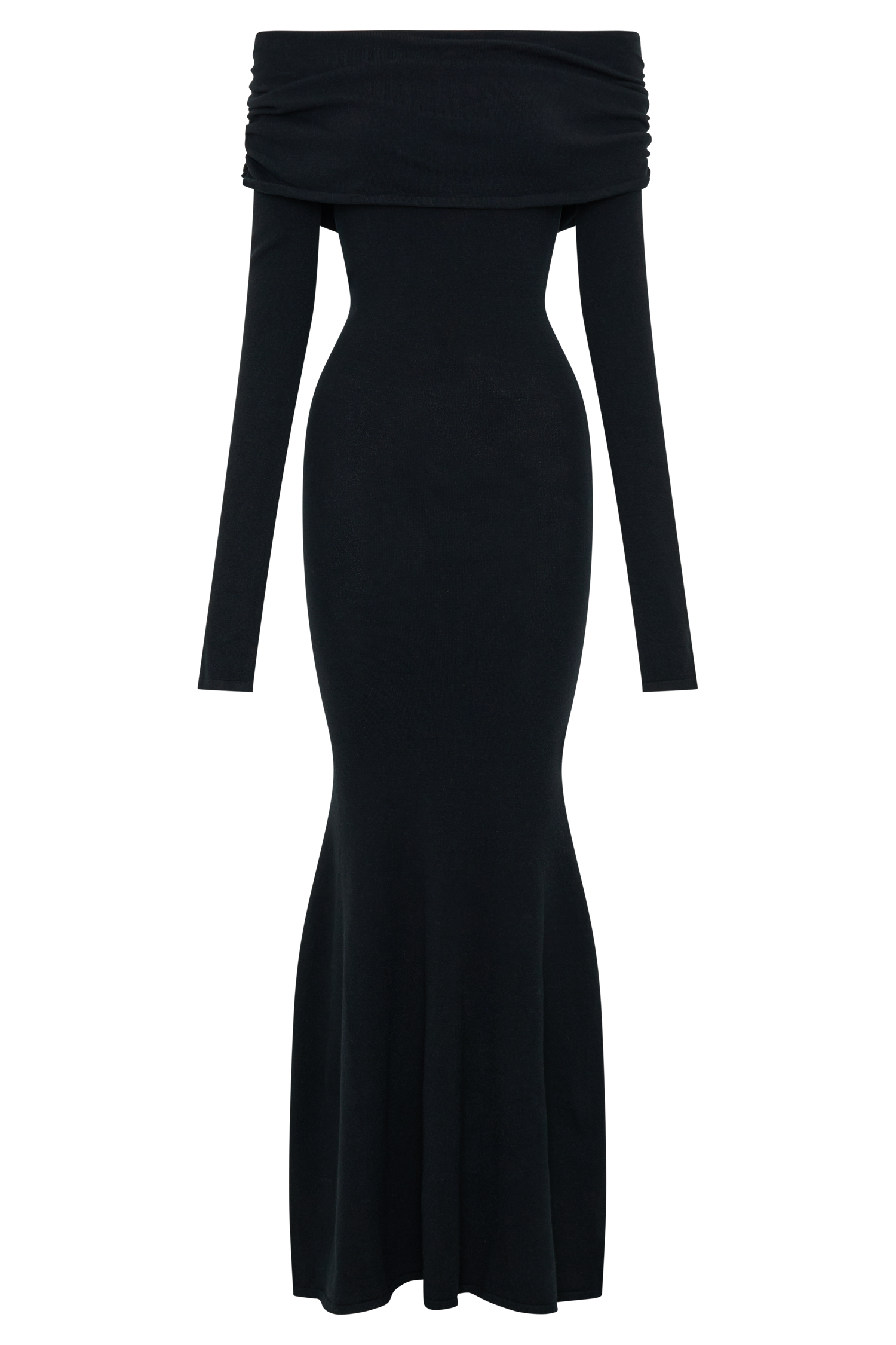 Georgiana Off Shoulder Knit Midi Dress - Black