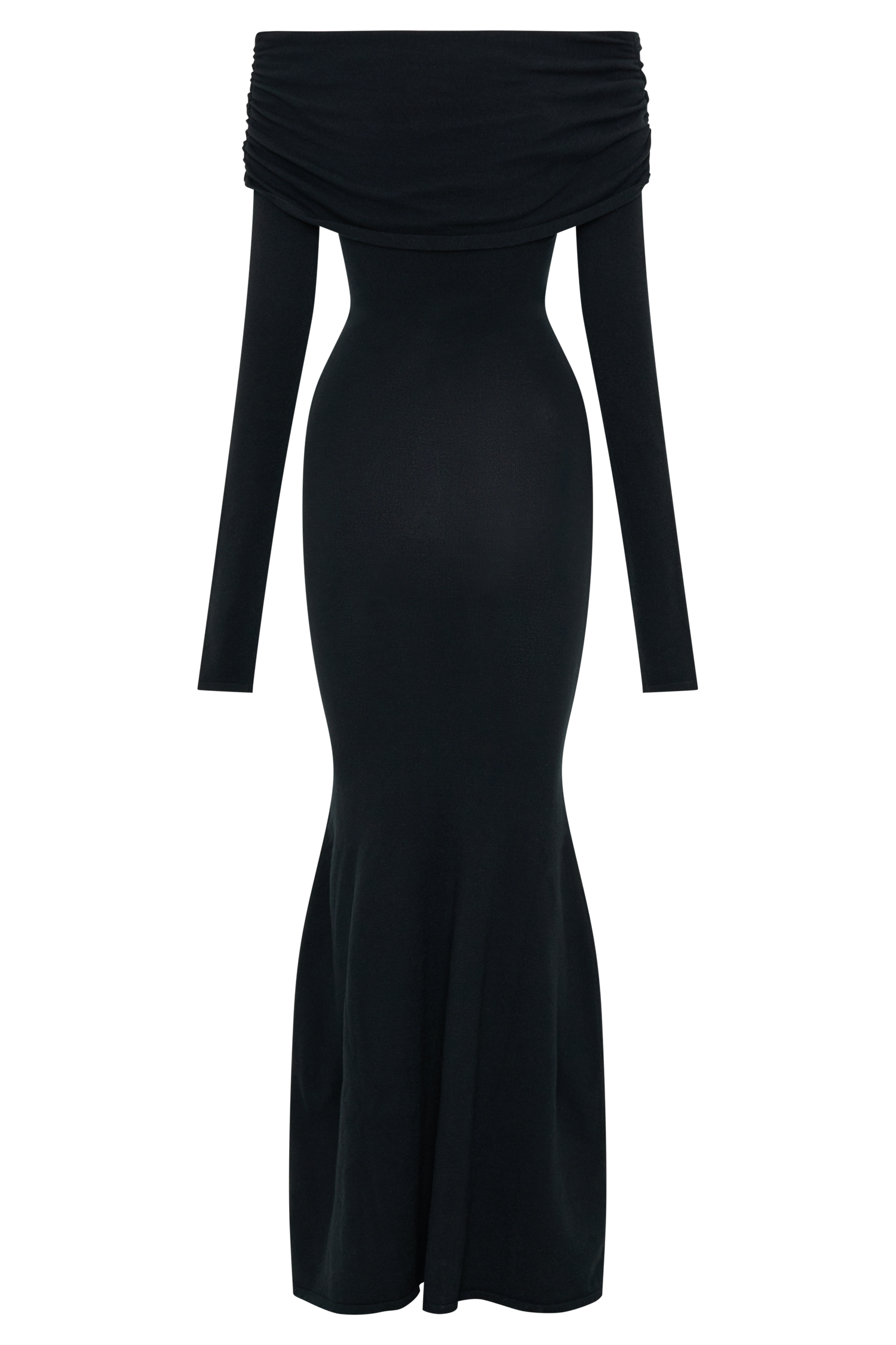 Georgiana Off Shoulder Knit Midi Dress - Black