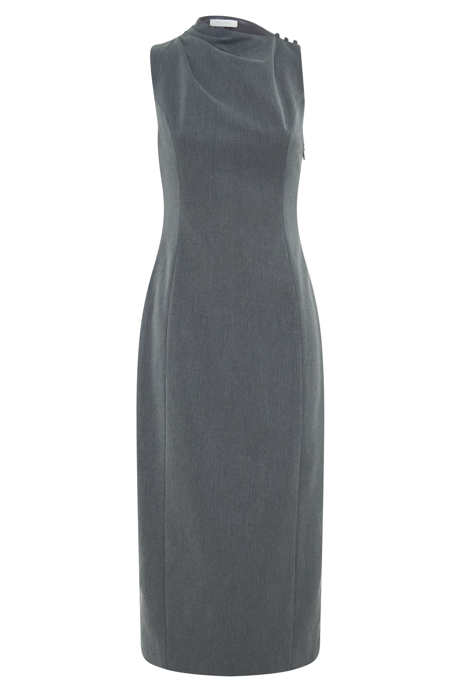 Taylor Draped Crepe Midi Dress - Charcoal Marle