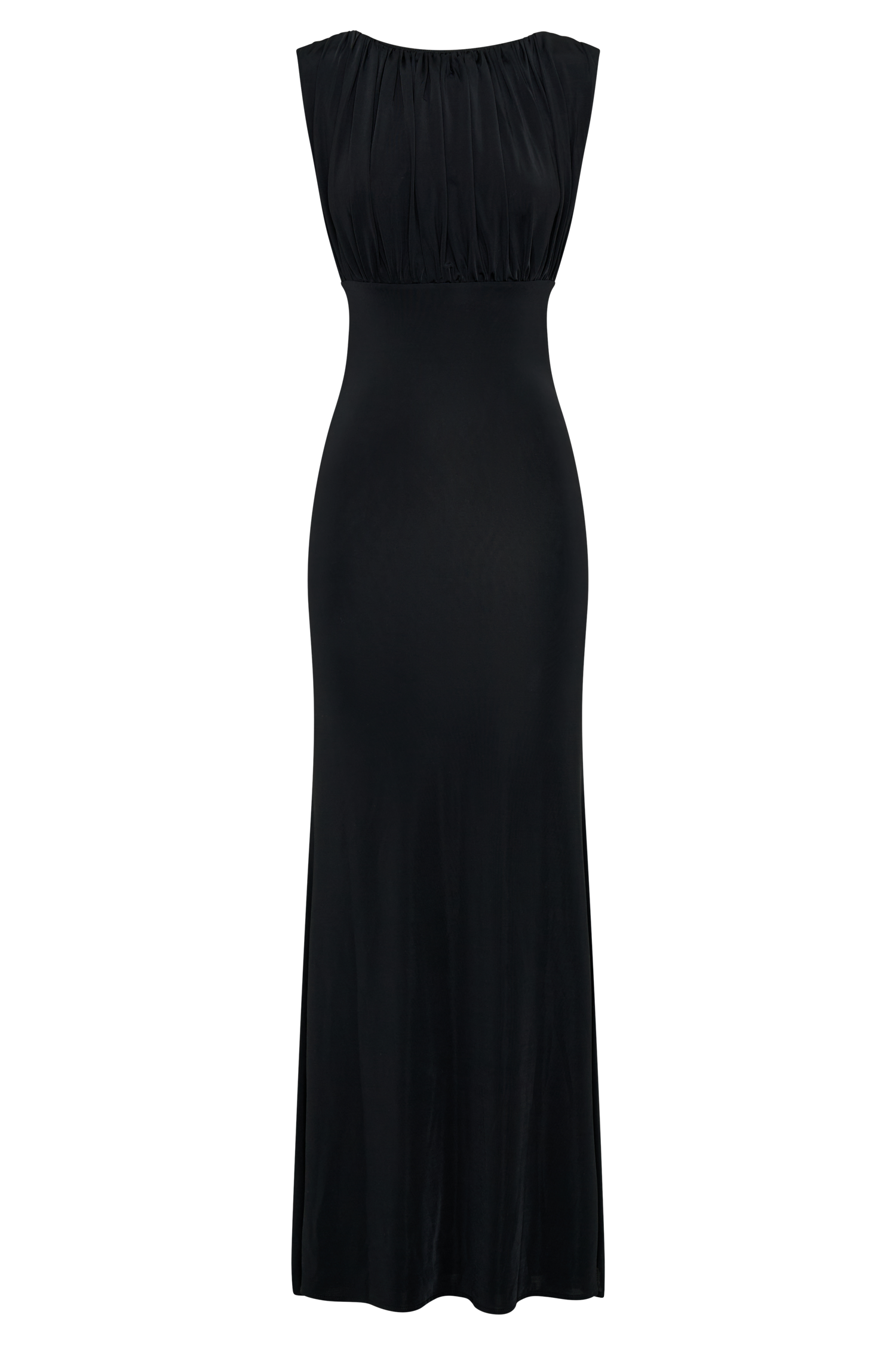 Malia Slinky Ruched Maxi Dress - Black
