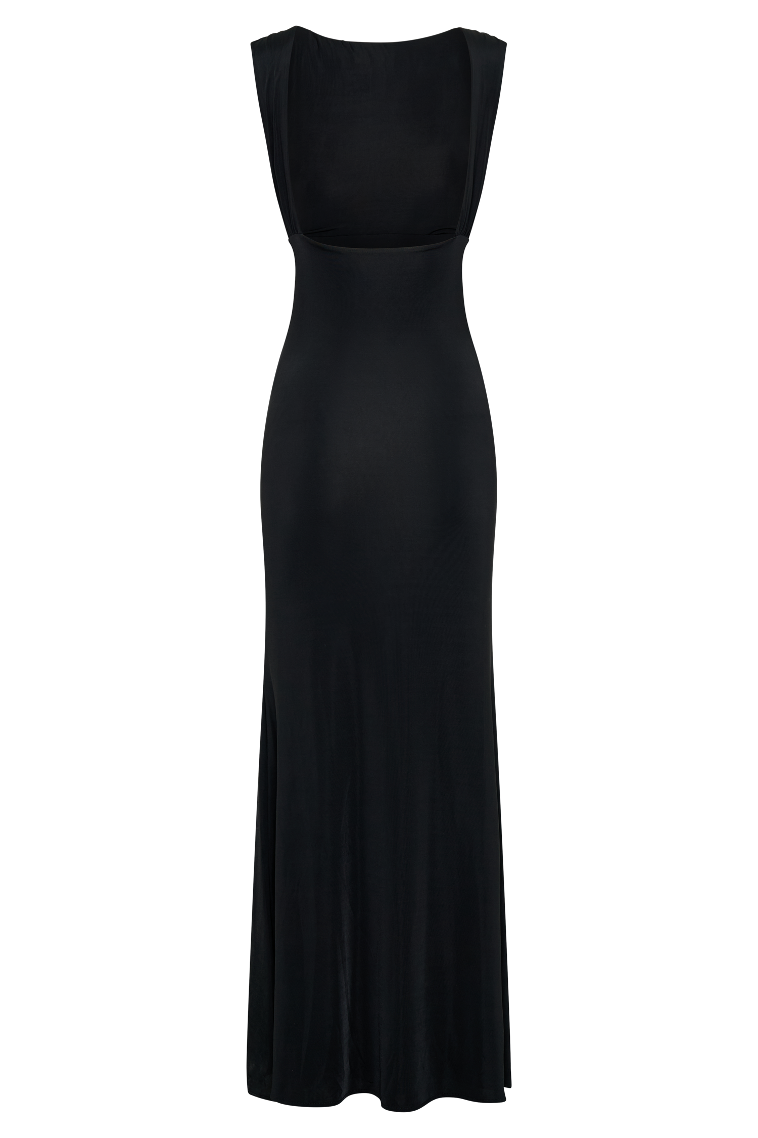 Malia Slinky Ruched Maxi Dress - Black