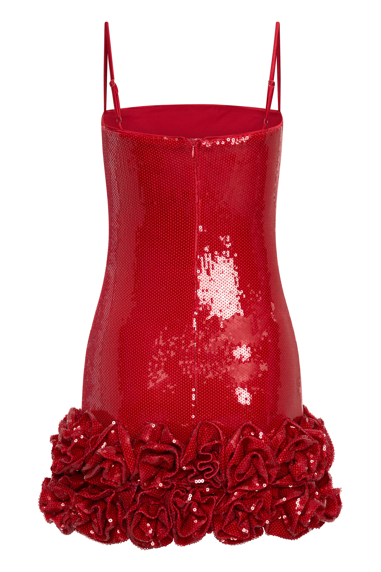 Faye Sequin Flower Mini Dress - Ruby