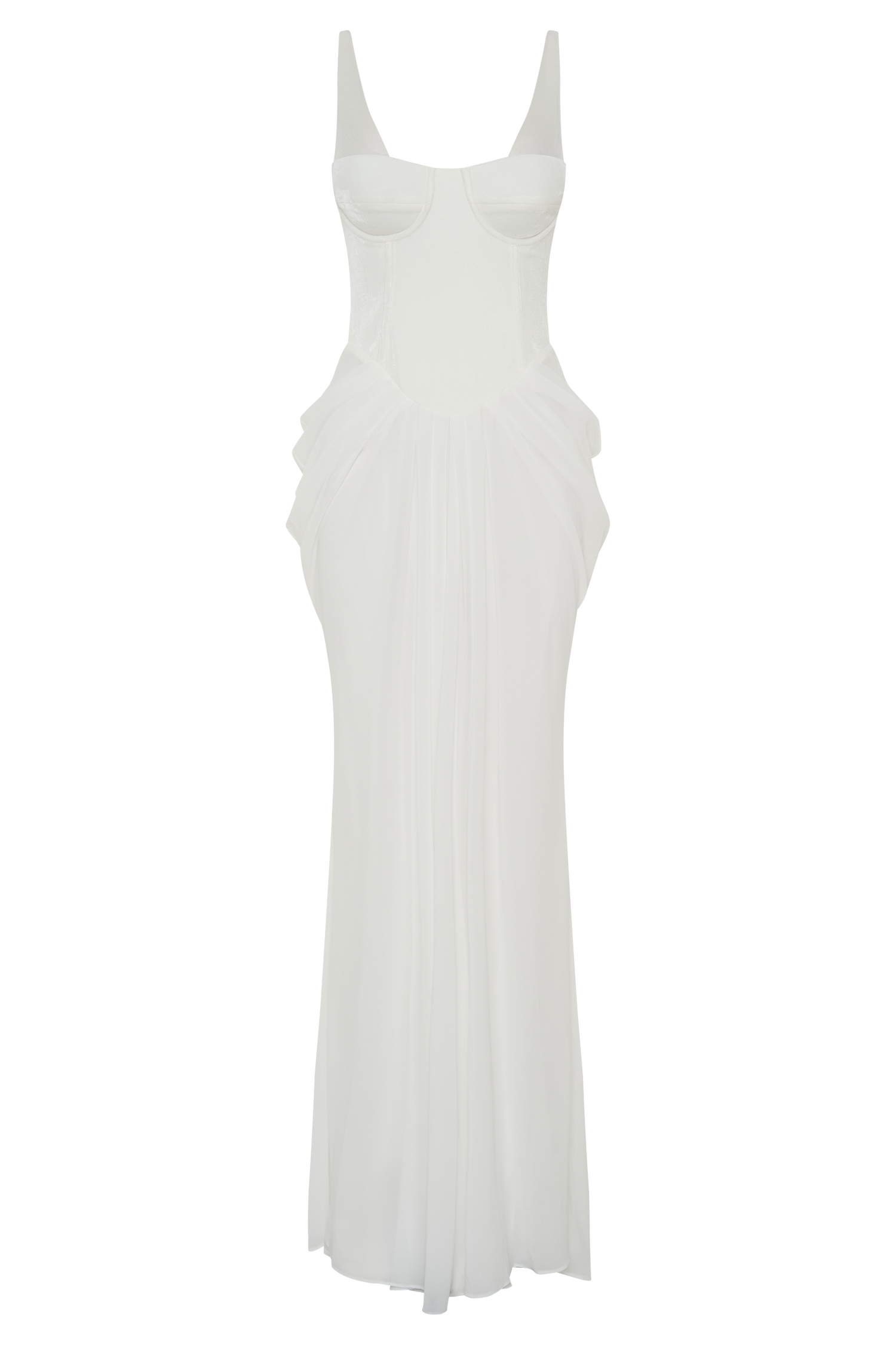 Roxanne Velvet Corset Maxi Dress - White