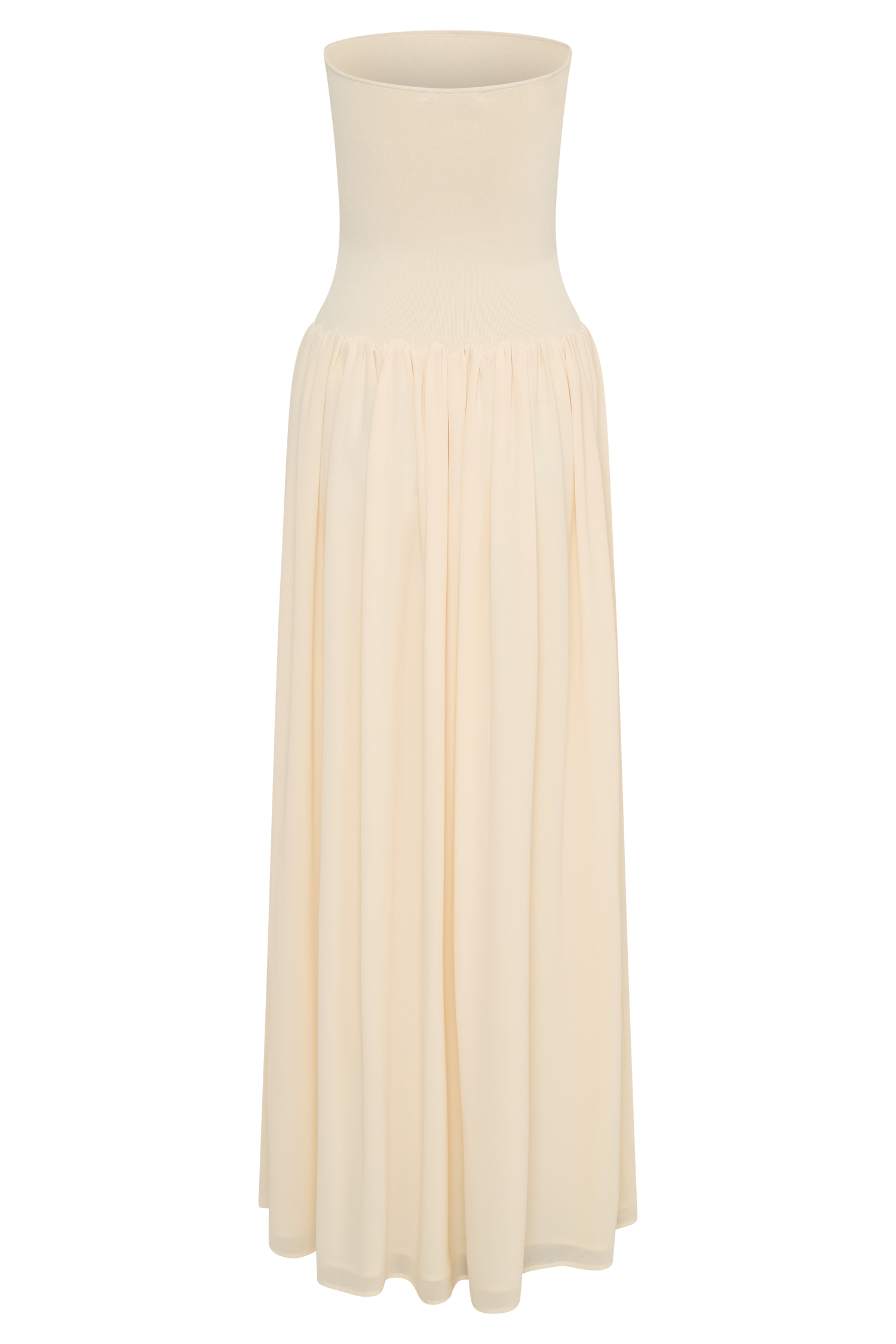 Lyanna Knit And Chiffon Strapless Maxi Dress - Cream