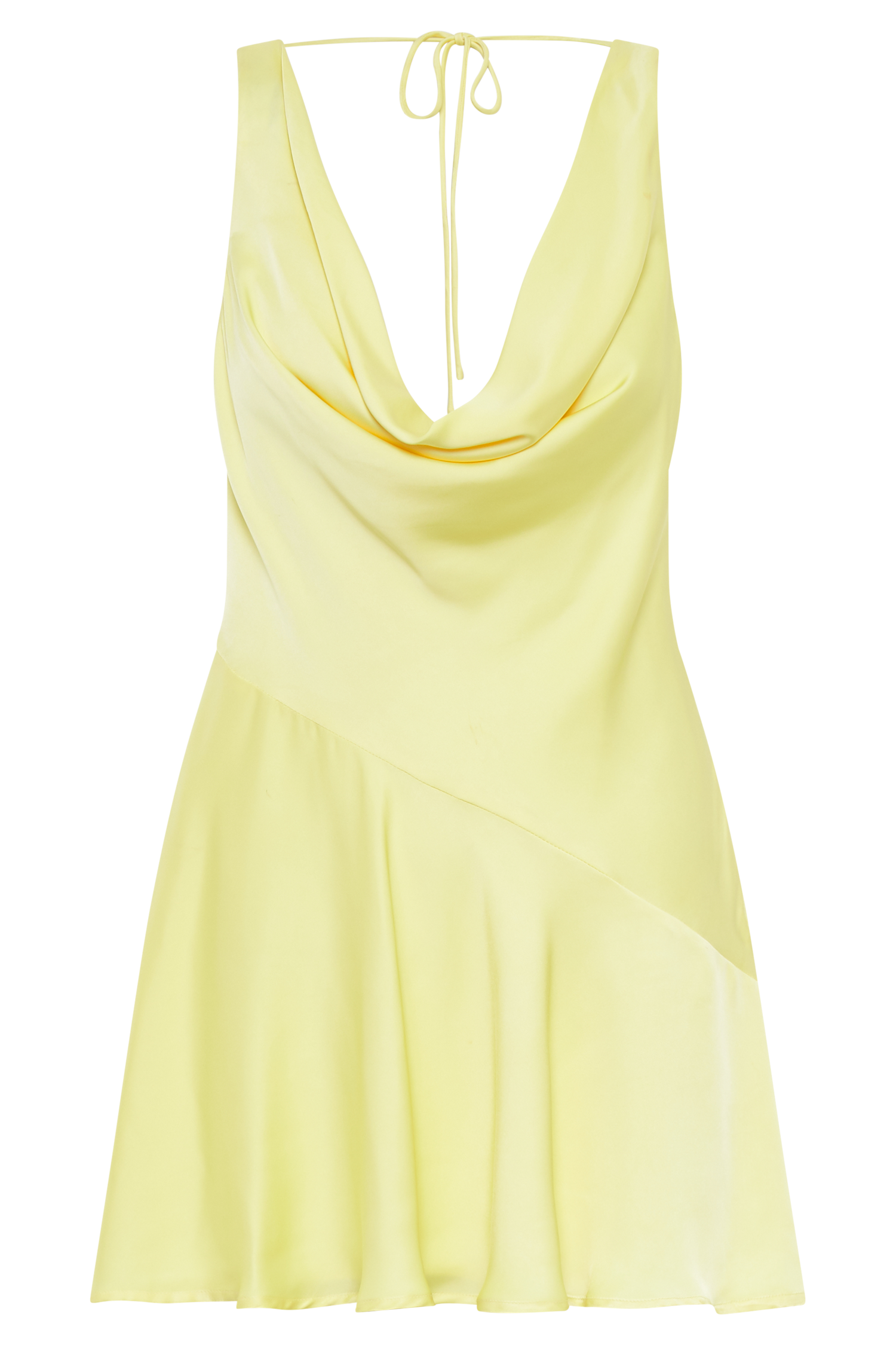 Alyce Satin Cowl Micro Mini Dress - Yellow