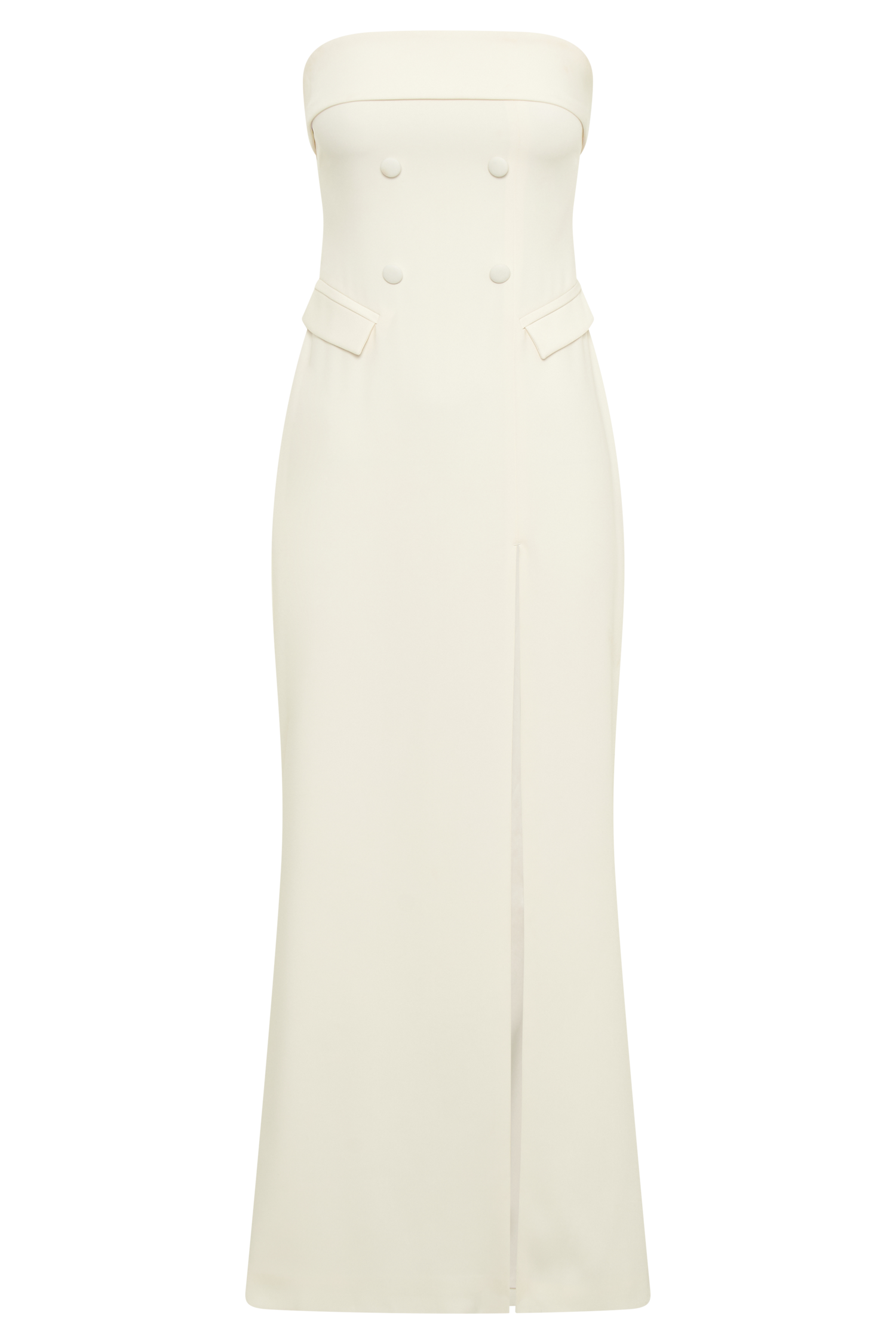 Abbie Strapless Suiting Maxi Dress - Ivory