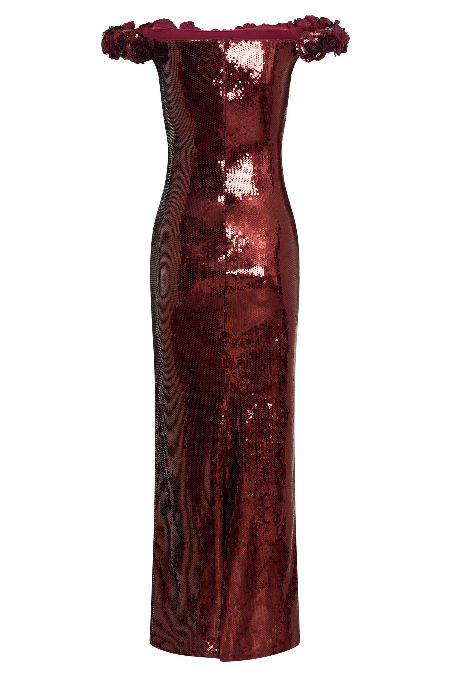 Carrie Sequin Rose Maxi Dress - Mahogany