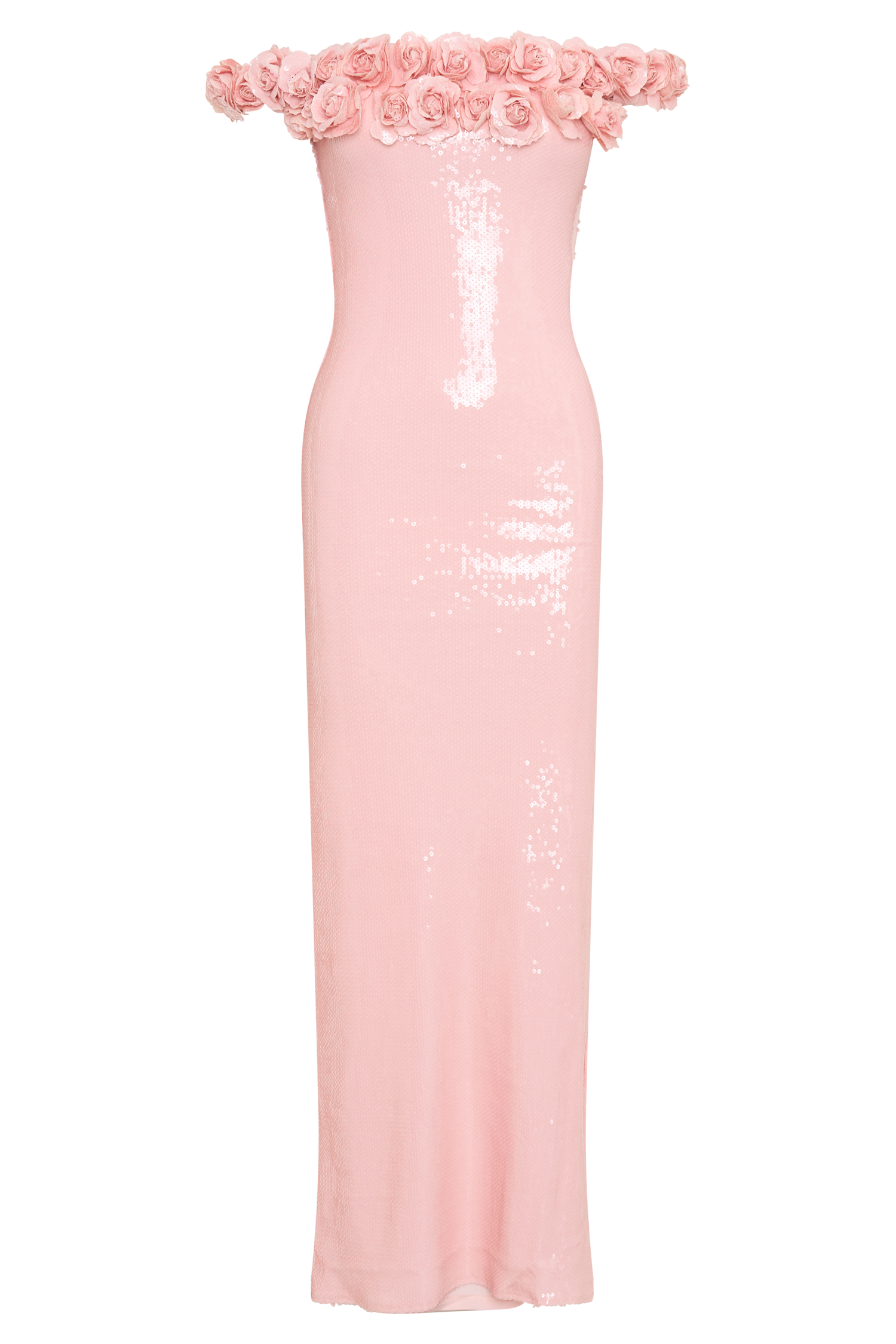 Carrie Sequin Rose Maxi Dress - Pale Pink