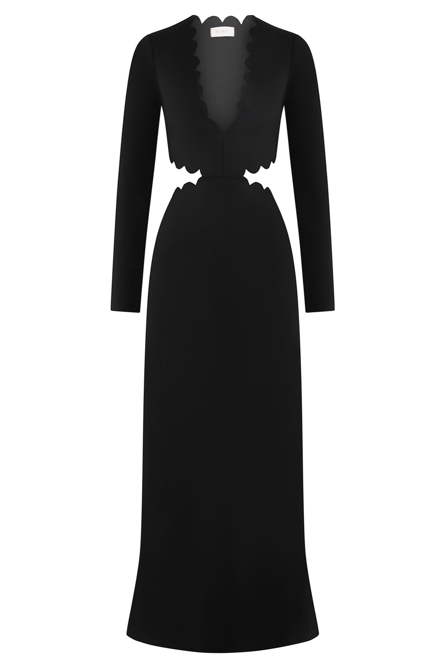 Cynthia Scalloped Halter Maxi Dress - Black