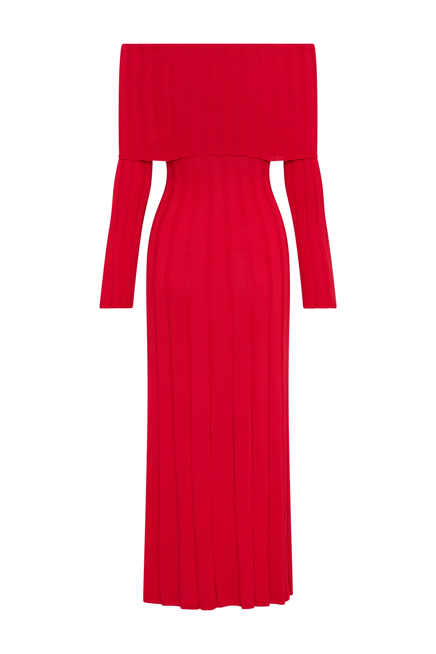 Alonza Long Sleeve Knit Midi Dress - Red
