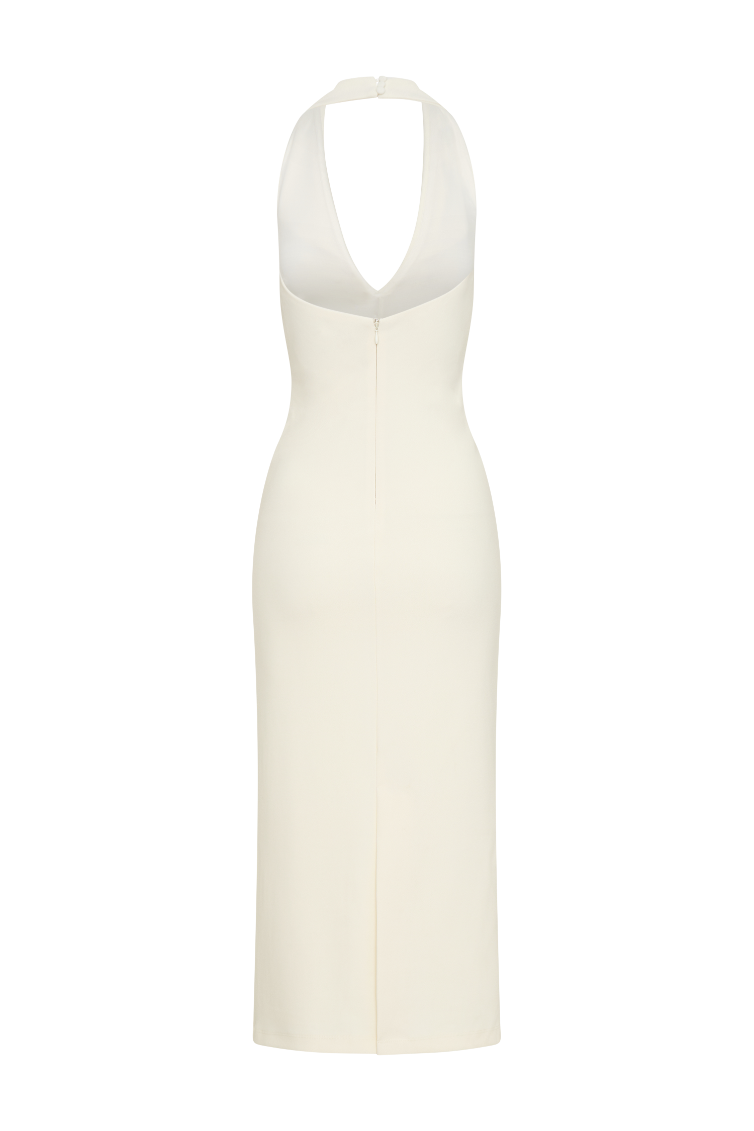 Annita Crepe Halter Midi Dress - Ivory