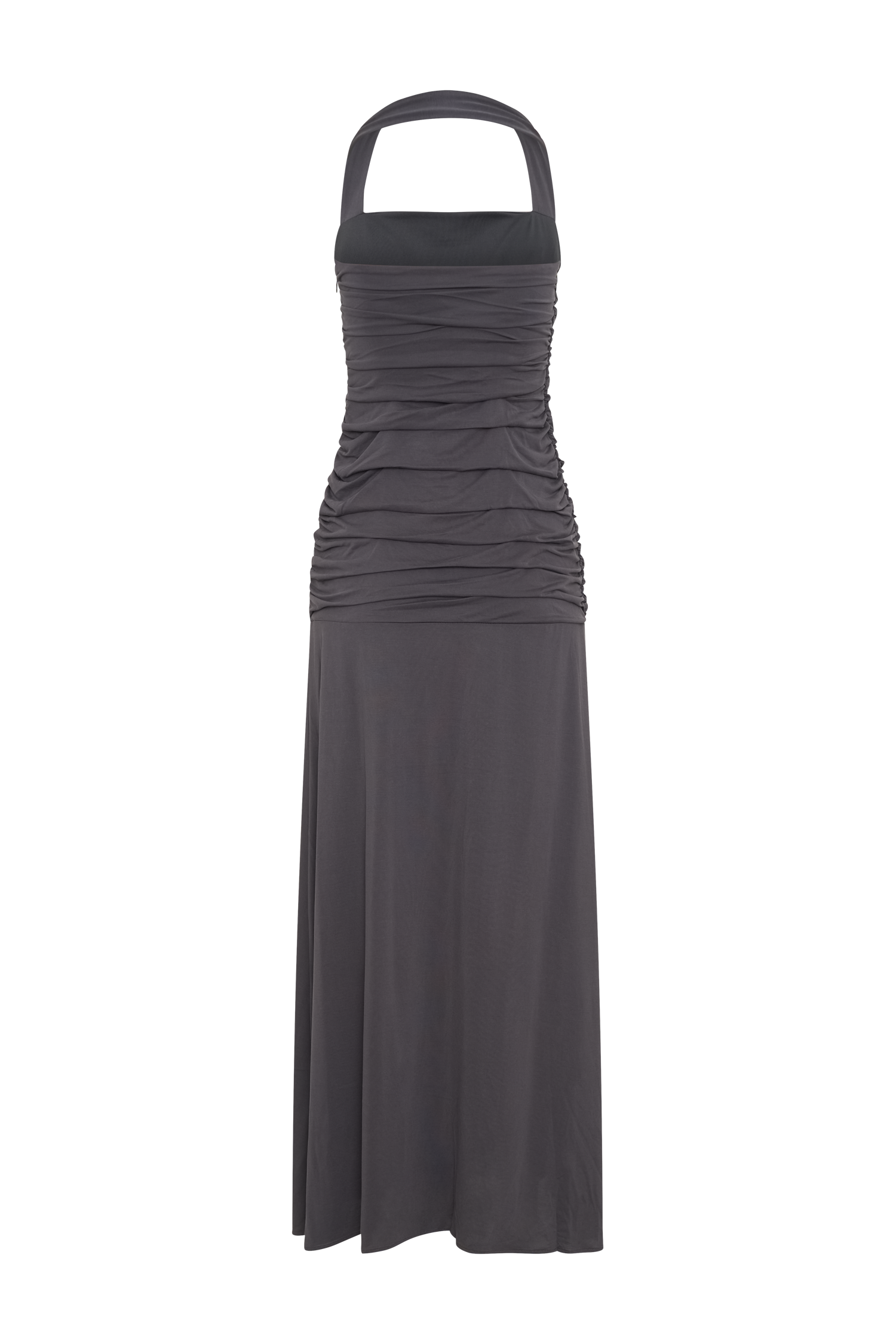 Bentley Peached Jersey Halter Maxi Dress - Charcoal
