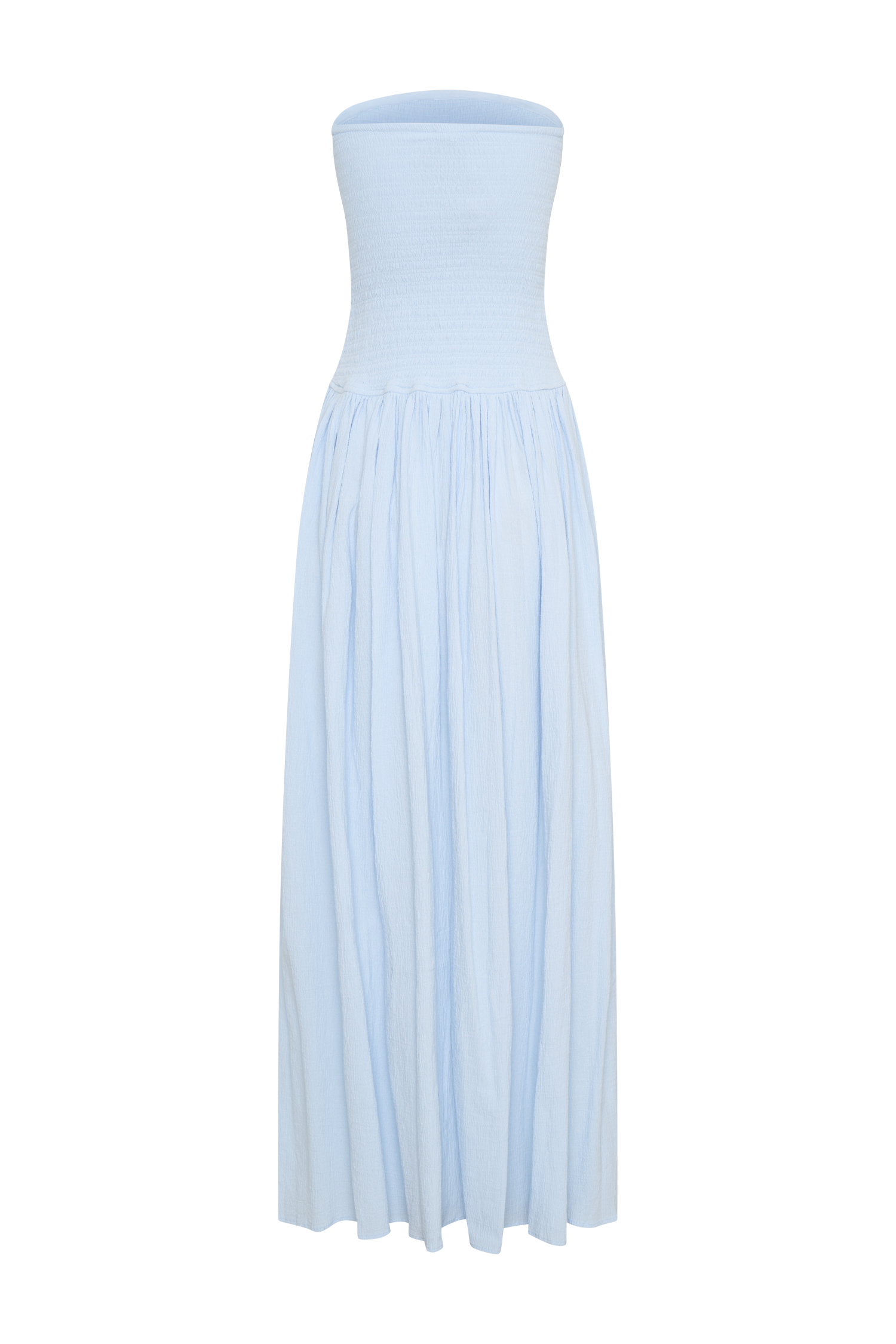 Maureen Cotton Shirring Maxi Dress - Powder Blue