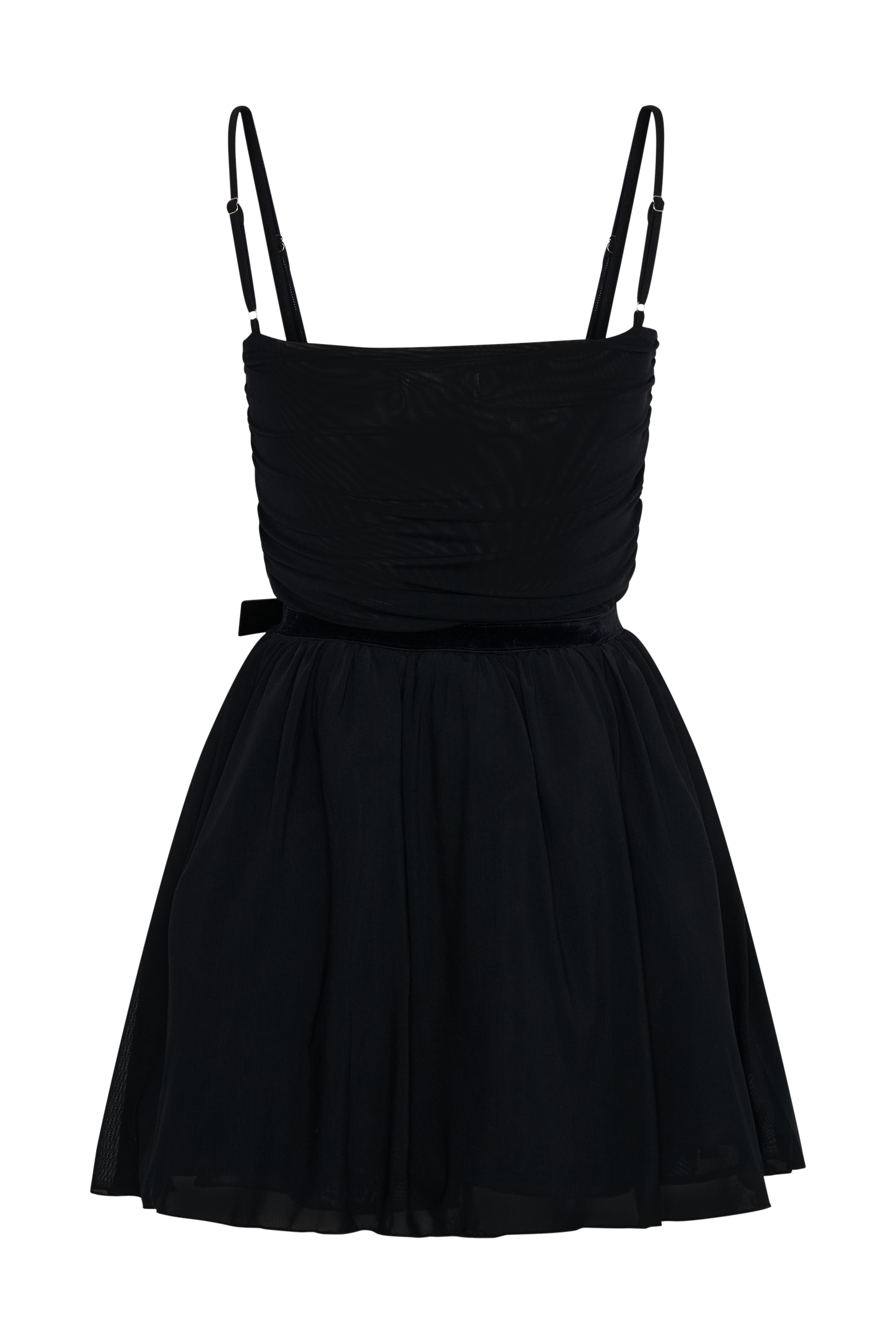 Mischa Mesh Mini Dress With Flower - Black