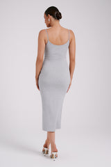 Alexis Ribbed Cami Midi Dress - Grey Marle
