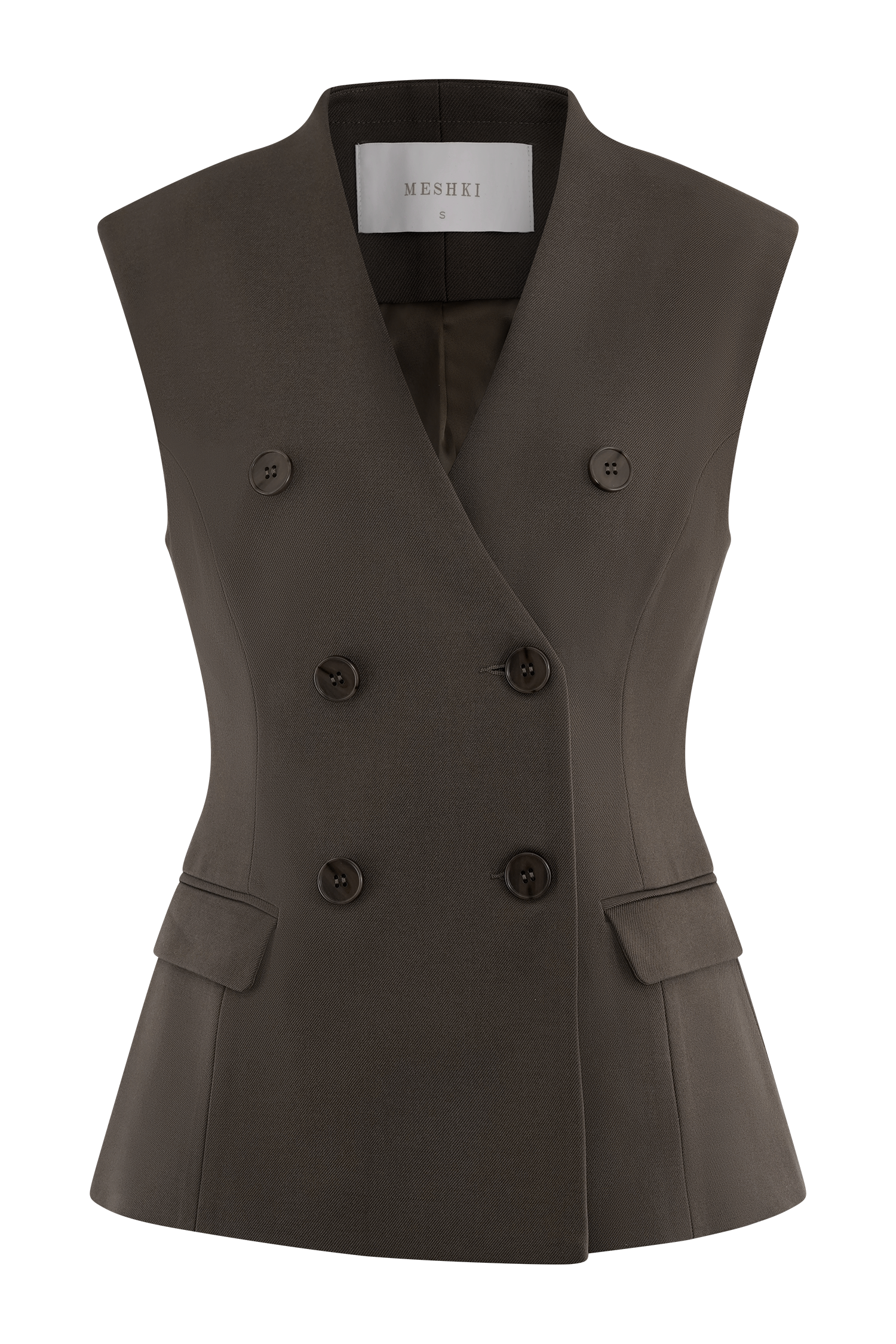 Penelope Suiting Sleeveless Blazer - Chocolate